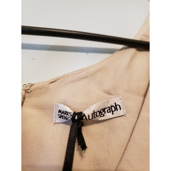 Marks & Spencer Autograph Womens Sz S Sheath Dress Linen Silk Cotton Beige NWT - Picture 5 of 6